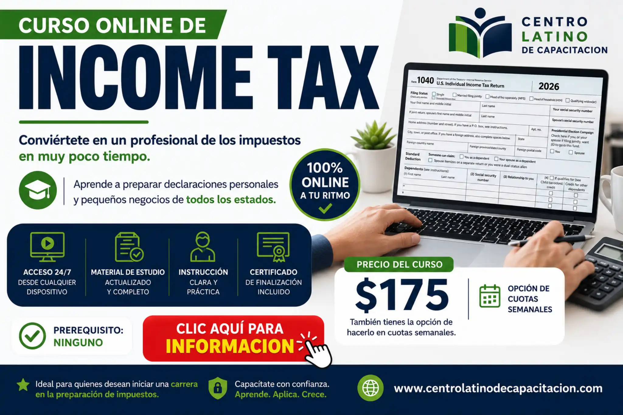 Curso de income tax online en espanol - Cursos Centro Latino de Capacitacion